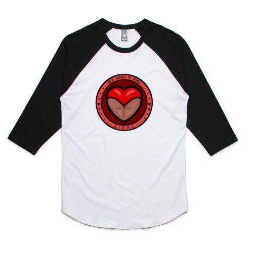 'Sex Work Is Work' Unisex 3/4 Raglan Tee (no text) Thumbnail