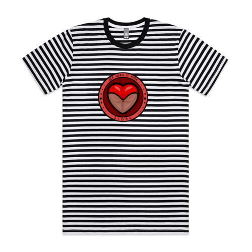 'Sex Work Is Work' Unisex Stripe Tee (no text) Thumbnail