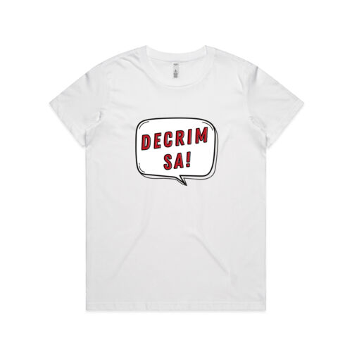 Decrim SA! Women's Basic Tee (white text) Thumbnail