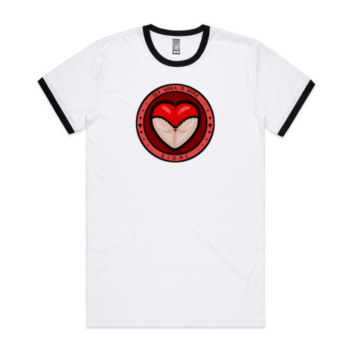 'Sex Work is Work' + 'Decrim SA!' Unisex Ringer Tee(black text)   Thumbnail